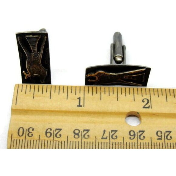 Vintage Peruvian 18K 925 Gold Inca Iconographic Bird Fish Cufflinks- 11.43g - Picture 8 of 11